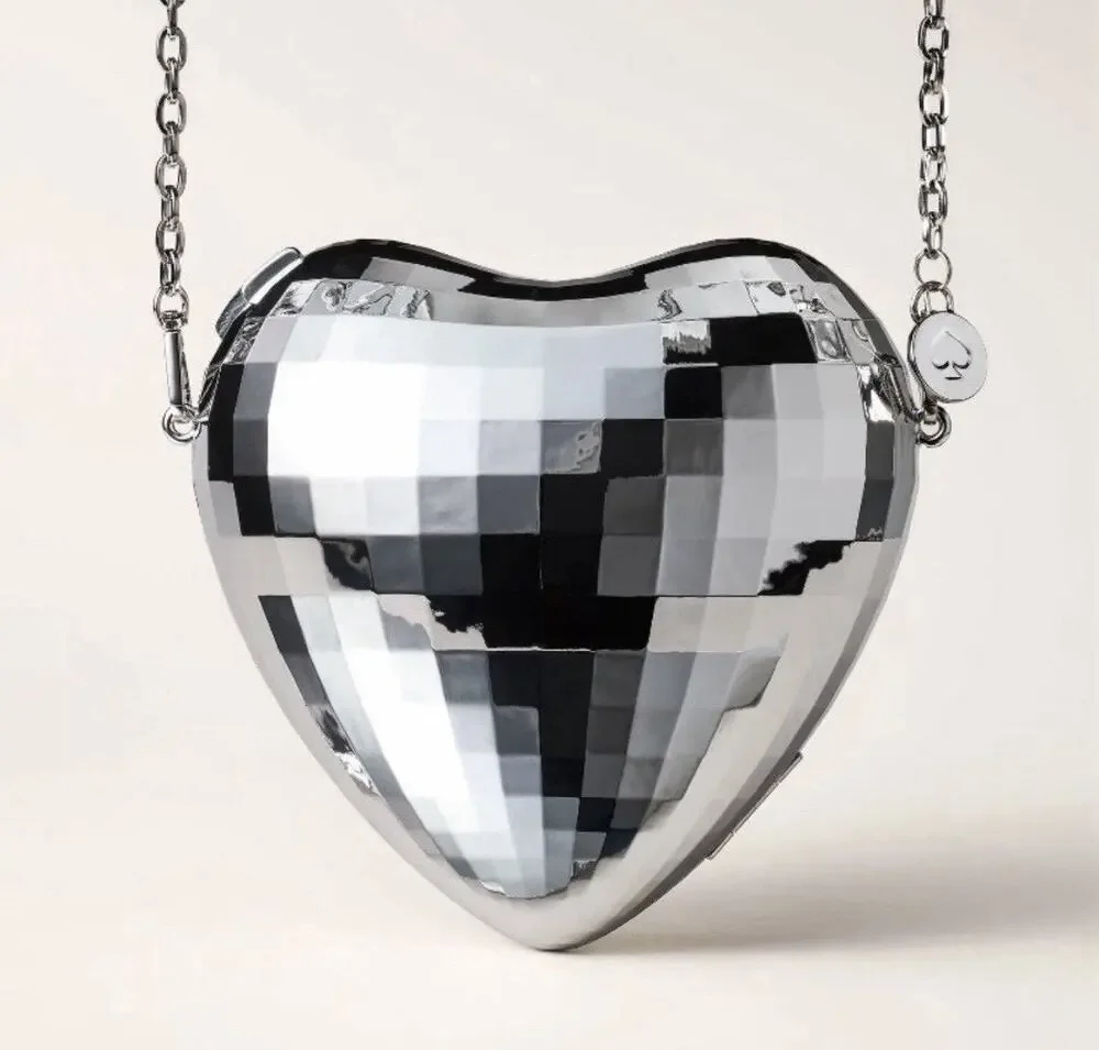 Kate Spade x Target Silver Disco Heart Crossbody Bag Purse Collab